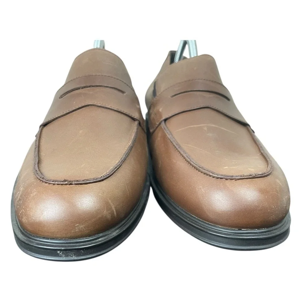 Mephisto Penny Loafers Men Size 11.5 US‎ Air-Jet Brown Apron Toe **READ FLAWS